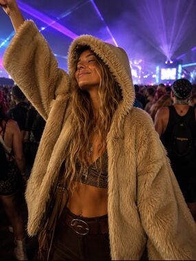 Spiegel Hooded Faux Fur Teddy Jacket